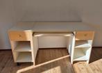 Ikea bureau 2 delig (wit/hout), Ophalen, Met wielen, Gebruikt, Bureau