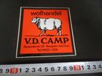 sticker berghem wolhandel vd camp spaanderstraat 26, Verzamelen, Stickers, Ophalen, Zo goed als nieuw