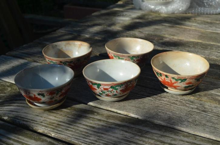 5 Swatow Late Ming theekommetjes en schoteltjes, Antiek en Kunst, Antiek | Porselein, Ophalen of Verzenden