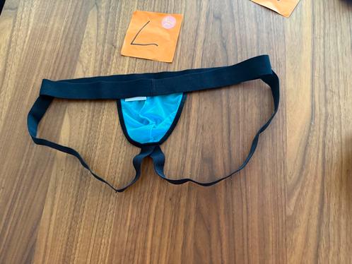 doorschijnende jockstrap, maat L, blauw, zwart elastiek, Kleding | Heren, Ondergoed, Slip, Blauw, Ophalen of Verzenden