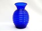 Verreries Globeleterries Doyen - Vaas - optisch geblazen, Ophalen, Gebruikt, Blauw, Glas