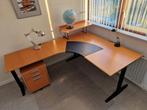 Ikea Galant beuken hoekbureau met ladeblok, Huis en Inrichting, Bureaus, Ophalen, In hoogte verstelbaar, Gebruikt, Bureau
