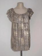 Goudkleurige designer top met roezelrand van Jeff Gallano, Kleding | Dames, Tops, Maat 38/40 (M), Overige kleuren, Verzenden, Zo goed als nieuw