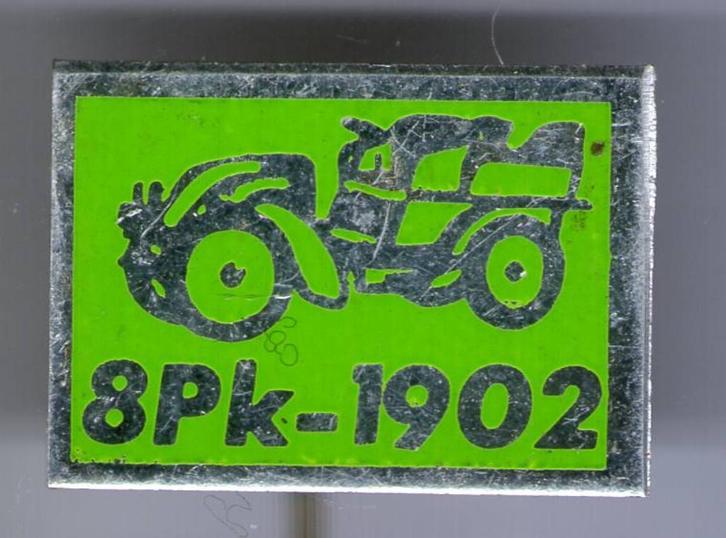 8 PK-1902 groen op aluminium oldtimer auto speldje ( A_001 ), Verzamelen, Speldjes, Pins en Buttons, Zo goed als nieuw, Speldje of Pin