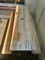 Biertafel + 2 bankjes, Ophalen, Gebruikt, 6 zitplaatsen, Tuinset