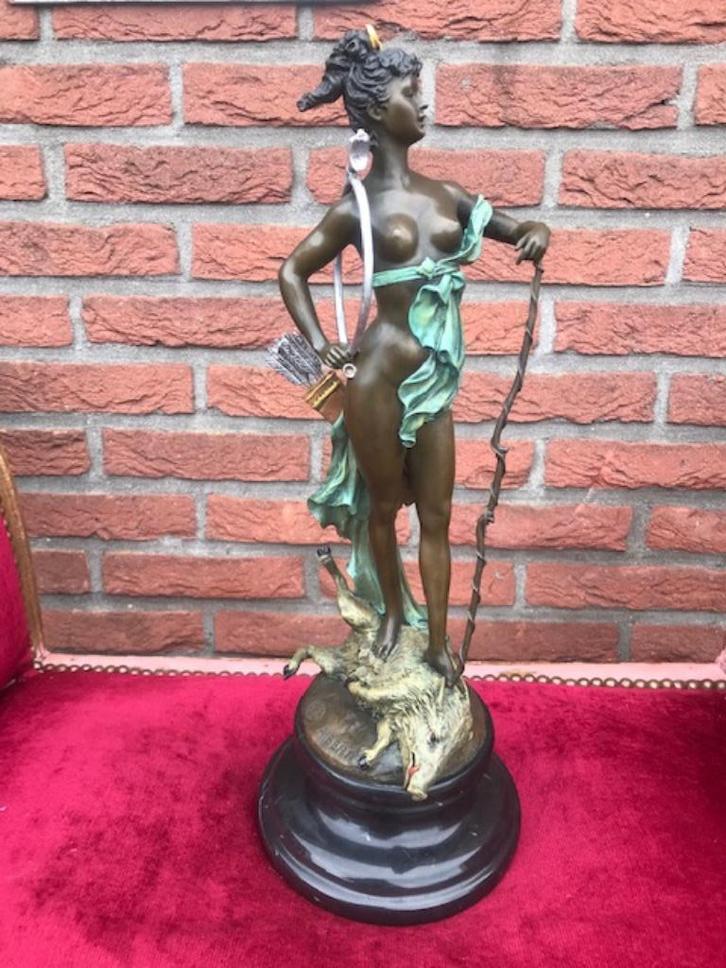 Weens brons: Diana, godin van de jacht, topbeeld!, Antiek en Kunst, Antiek | Koper en Brons, Brons, Ophalen of Verzenden