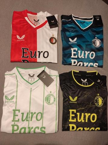 Feyenoord thuis, uit, 3de en 4de tenue maat 110-164  kids