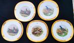5 Limoges borden Raynaud & Cie Fazanten Houtsnippen 24K goud, Ophalen of Verzenden