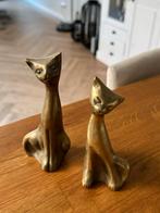 Set van twee messing kattenbeeldjes, Verzamelen, Ophalen, Gebruikt, Dier