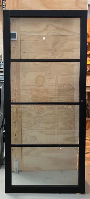 Zwarte moderne binnendeur hout/glas-  inclusief kozijn beschikbaar voor biedingen