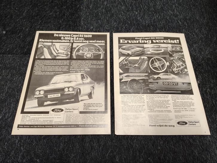 2x Reclame (A4) Ford Capri RS2600 (1972), Verzamelen, Automerken, Motoren en Formule 1, Gebruikt, Auto's, Verzenden