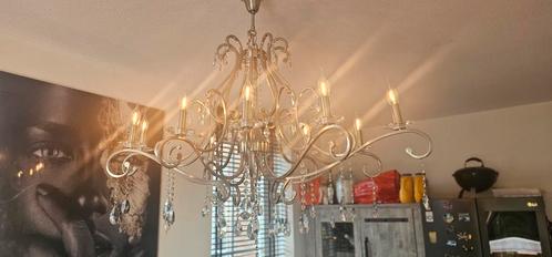 Chrome Maria Theresa kroonluchter echt kristal 10 kaarsen, Huis en Inrichting, Lampen | Kroonluchters, Zo goed als nieuw, Ophalen
