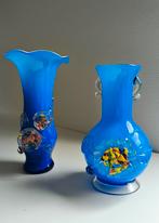 Felblauw Murano kunst vaasjes opaline, Antiek en Kunst, Antiek | Glas en Kristal, Ophalen of Verzenden