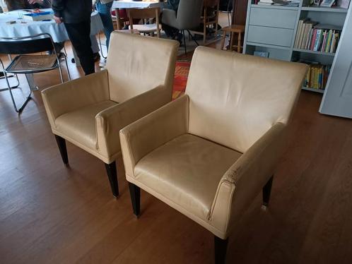 Twee lederen fauteuils Wittmann (kleur: caramel), Huis en Inrichting, Fauteuils, Gebruikt, Leer, 50 tot 75 cm, Minder dan 75 cm