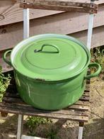 Vintage groen emaille pan (130424), Antiek en Kunst, Antiek | Emaille, Ophalen of Verzenden