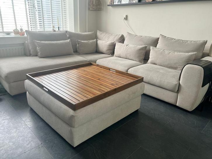 Losse poef / Salontafel / Dienblad, Huis en Inrichting, Banken | Complete zithoeken, Gebruikt, Hout, Ophalen