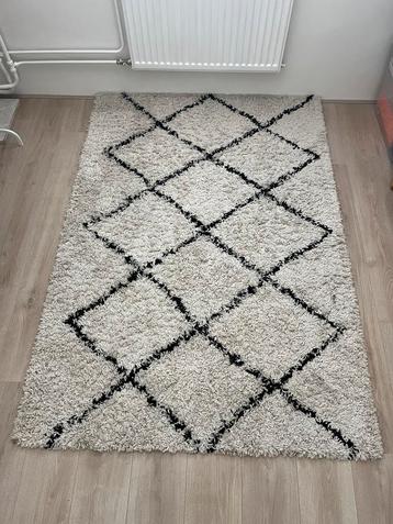 Vloerkleed 130x190 creme ruit zwart beschikbaar voor biedingen