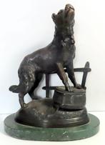 Charles Valton (1851-1918)Bronzen sculptuur hond, onyx incl, Antiek en Kunst, Verzenden