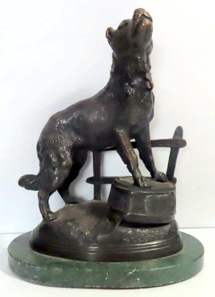 Charles Valton (1851-1918)Bronzen sculptuur hond, onyx incl, Antiek en Kunst, Kunst | Beelden en Houtsnijwerken, Verzenden