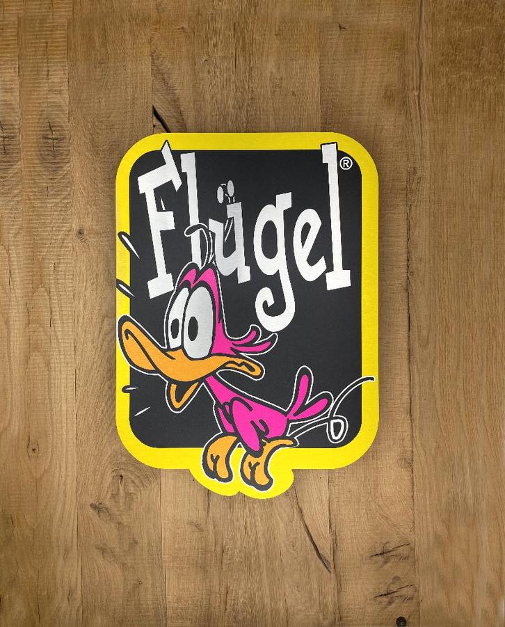 Reclamebord Flügel reclame logo bord, aluminium, 40x57 cm, Verzamelen, Merken en Reclamevoorwerpen, Nieuw, Reclamebord, Ophalen of Verzenden