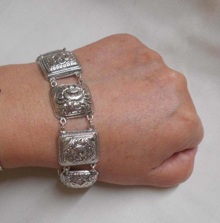 Prachtige antiek zilveren armband nr.424, Sieraden, Tassen en Uiterlijk, Antieke sieraden, Armband, Zilver, Verzenden