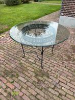 Tuintafel met glazen blad, Tuin en Terras, Ophalen, Gebruikt, Rond, Overige materialen