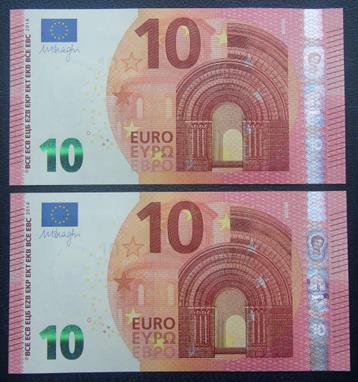 2x 10 euro 2014 nummers opvolgend (griekenland) print Y009C5 beschikbaar voor biedingen