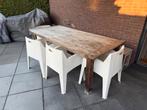 Teak Tuinset: Tafel, 4 Stoelen & Bank, Tuin en Terras, Ophalen, Gebruikt, 6 zitplaatsen, Teakhout