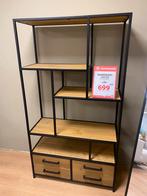 MOOIE WANDKAST EIKEN / ZWART METAAL, Ophalen, Nieuw, Minder dan 150 cm, Met lade(s)