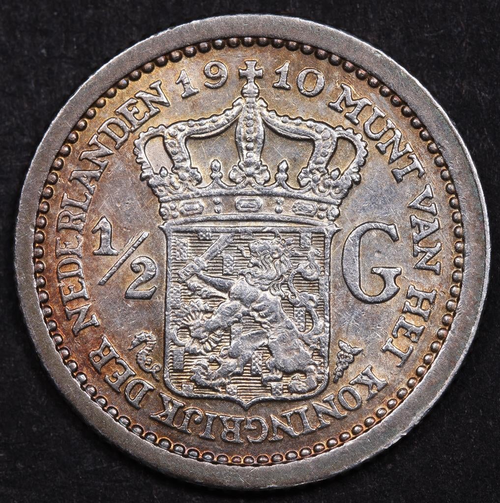 Halve gulden 1910. Zfr/ Pr., Postzegels en Munten, Munten | Nederland, ½ gulden, Zilver, Ophalen of Verzenden, Koningin Wilhelmina