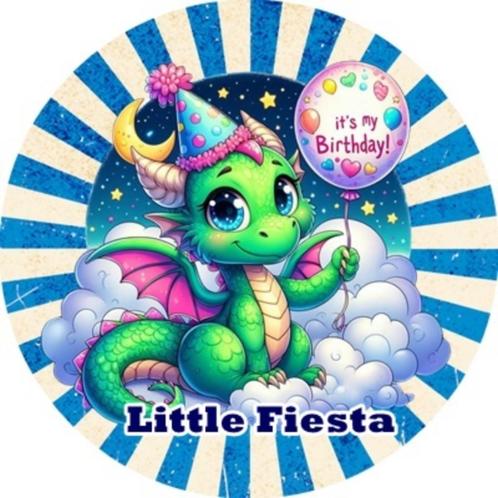 LF6938 icing frosting draakje 20cm eetbare taart print top, Hobby en Vrije tijd, Taarten en Cupcakes maken, Nieuw, Versiering