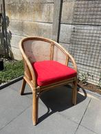 Vintage Rotan/Webbing Stoel met dik kussen, Ophalen, Riet of Rotan, Zo goed als nieuw, Eén
