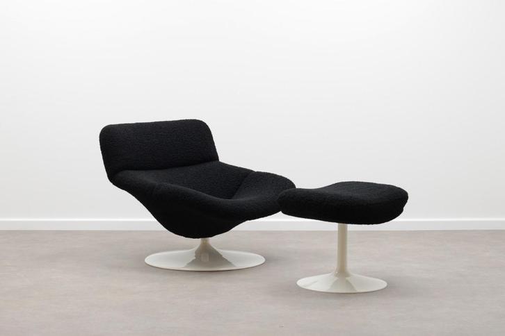 Artifort 518 + Ottoman, Huis en Inrichting, Fauteuils, Zo goed als nieuw, Kunststof, Metaal, Stof, 75 tot 100 cm, 75 tot 100 cm