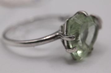 ring zilver 925 met prasioliet steen beschikbaar voor biedingen