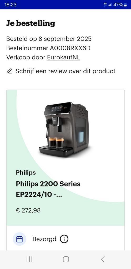 Verse bonen koffie apparaat Philips 2200 Series EP2224/10 -, Witgoed en Apparatuur, Koffiezetapparaten, Zo goed als nieuw, Koffiebonen