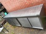 RVS Werkbank schuifdeuren rvs werk blad stevig horeca keuken, Ophalen, Gebruikt