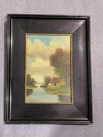 Schilderij: Huisje met bootje aan de plas - J. Ten Cate, Antiek en Kunst, Ophalen