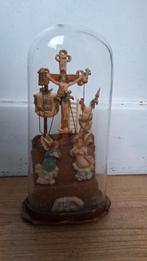 Mooie antieke glazen stolpje met religieuze voorstelling,  f, Antiek en Kunst, Ophalen of Verzenden