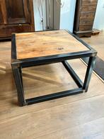 Stoere vierkante salontafel hout en staal, Huis en Inrichting, Tafels | Salontafels, Ophalen, 50 tot 100 cm, Vierkant, 50 tot 100 cm