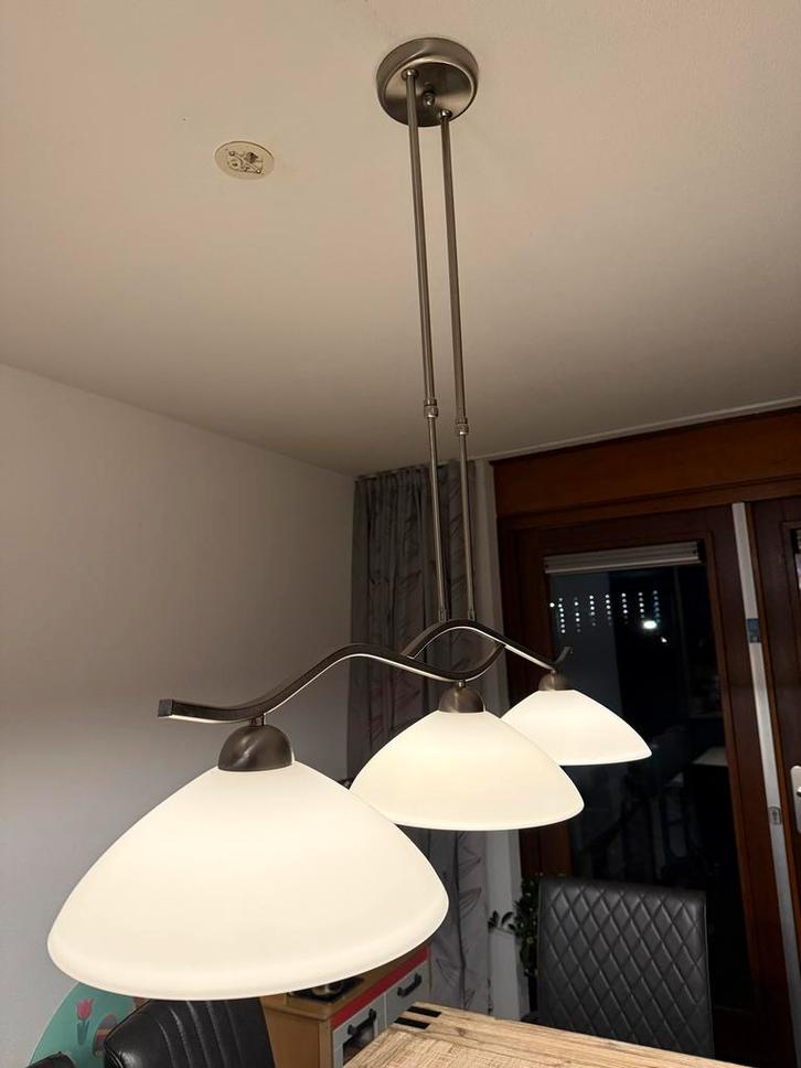 Plafondlamp voor Eettafel - 3 lichts, Huis en Inrichting, Lampen | Hanglampen, Zo goed als nieuw, Minder dan 50 cm, Glas, Ophalen