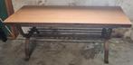 Salontafel 118.5x49.5x46 hout, gesmeed staal, krantenbak, sp, Ophalen, Minder dan 50 cm, Gebruikt, Jaren 60
