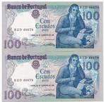Portugal, 100 Escudos, 1981, XF, 2 opeenvolgende nummers, Postzegels en Munten, Bankbiljetten | Europa | Niet-Eurobiljetten, Setje