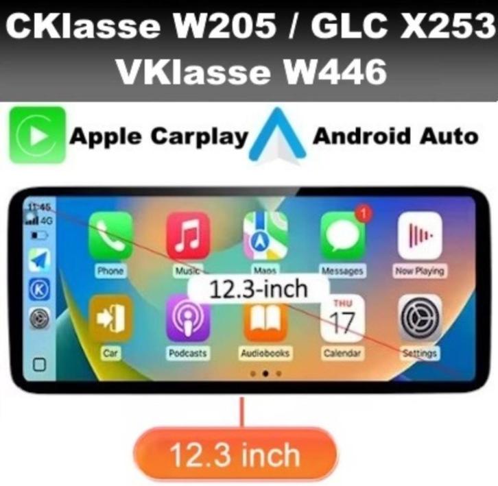 Mercedesd CKlasse W205 navigatie 12,3inch android 14 carplay, Auto diversen, Autoradio's, Nieuw, Ophalen of Verzenden
