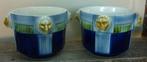 2x Antieke Majolica Leeuwenkop Bloempot Bloempotten, Antiek en Kunst, Antiek | Keramiek en Aardewerk, Ophalen of Verzenden