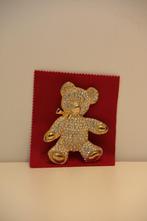 Goudkleurige Broche Beer met Strass steentjes, Overige materialen, Ophalen of Verzenden, Zo goed als nieuw, Goud