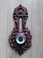 Antieke barometer en thermometer met prachtig houtsnijwerk, Ophalen, Gebruikt