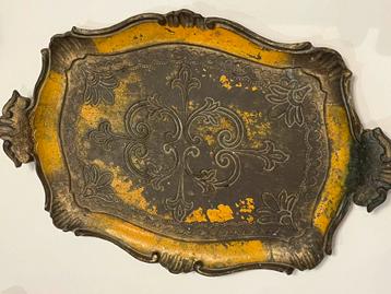 Vintage midcentury Florentijns dienblad 19x29CM beschikbaar voor biedingen