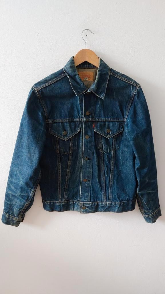 Vintage 70s USA Levis big E denim jacket M, Kleding | Heren, Jassen | Zomer, Gedragen, Maat 48/50 (M), Blauw, Ophalen of Verzenden