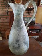 Antieke glazen frosted schenkkan, Antiek en Kunst, Ophalen of Verzenden