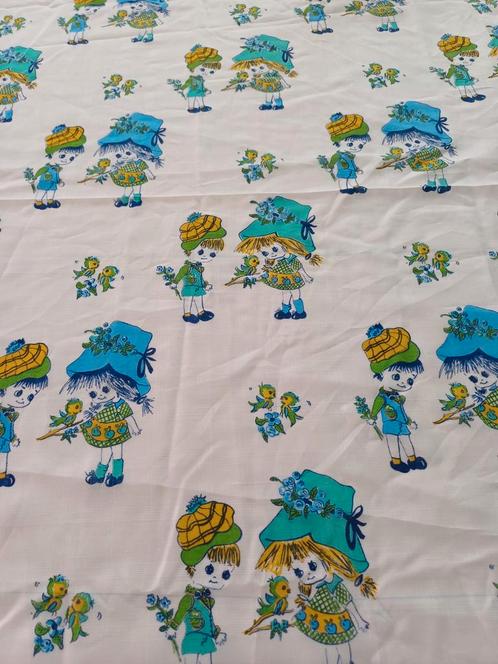 Retro kind stof wit blauw nieuw, Hobby en Vrije tijd, Stoffen en Lappen, Nieuw, Katoen, 120 cm of meer, 30 tot 200 cm, Wit, Ophalen of Verzenden